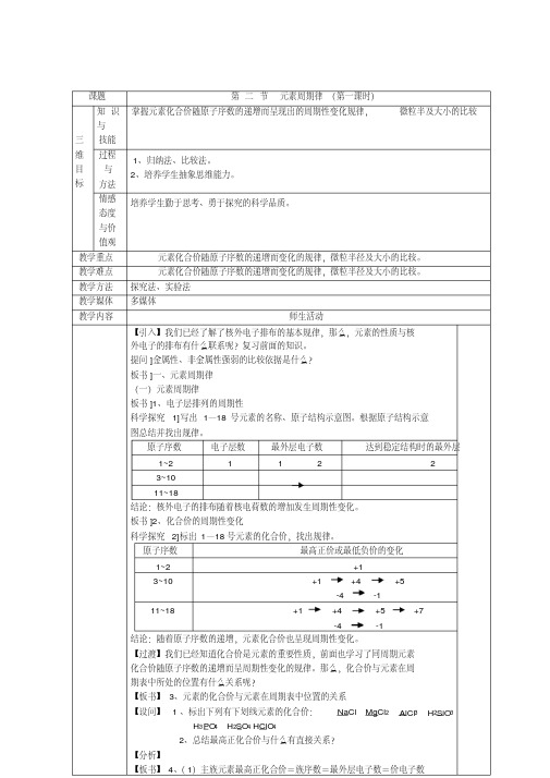 高中化学必修二1.2元素周期律第1课时(教案2)