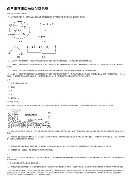 高中生物生态系统好题集锦