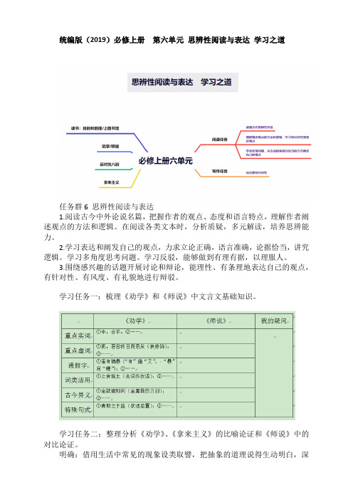 第六单元 思辨性阅读与表达 教学设计--统编版高中语文必修上册