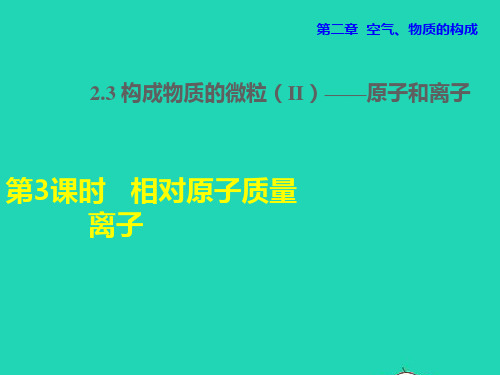 九年级化学上册第二章空气物质的构成2、3构成物质的微粒II__原子和离子第3课时相对原子质量离子授课