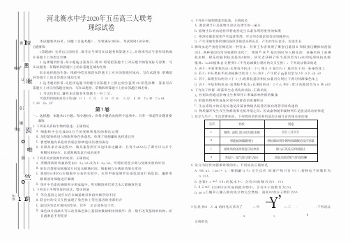 河北衡水中学2020年五岳高三大联考理综试卷及答案