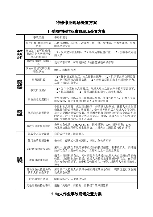 特殊作业事故现场处置方案