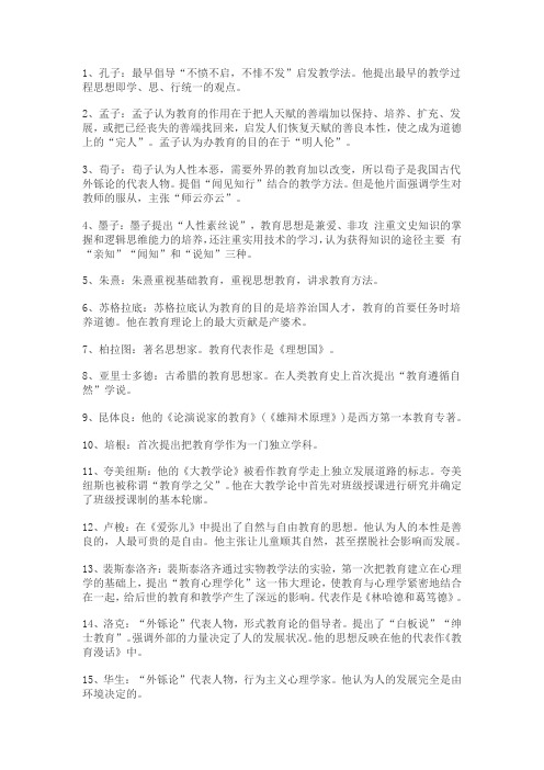 教师资格笔试必背人物及理论