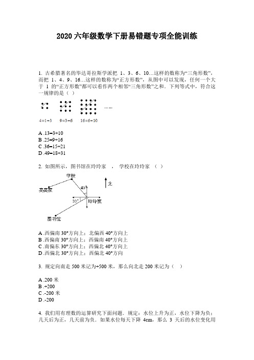 2020六年级数学下册易错题专项全能训练