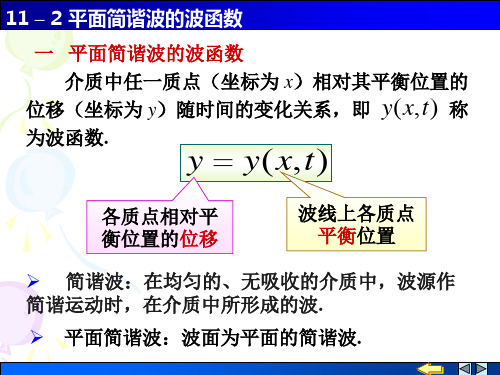 普通物理学  §11-02 平面简谐波的波函数