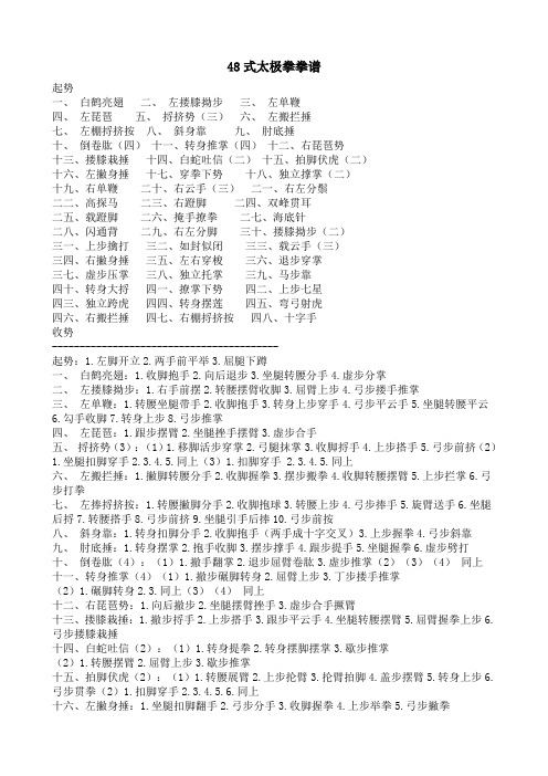 48式太极拳拳谱