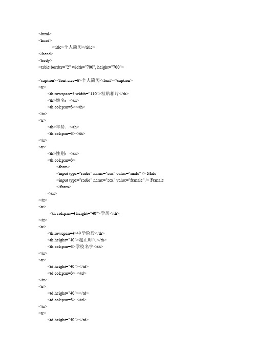 HTML代码个人简历的模板.doc