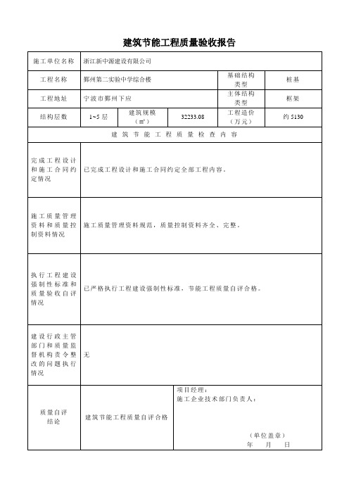 施工单位的建筑节能分部工程质量验收报告