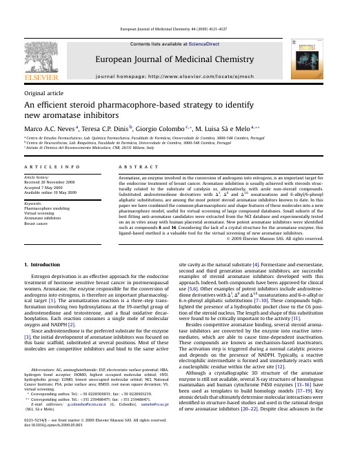 1 An efficient steroid pharmacophore-based strategy to identify new aromatase inhibitors