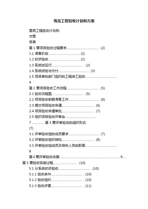 雪亮工程验收计划和方案