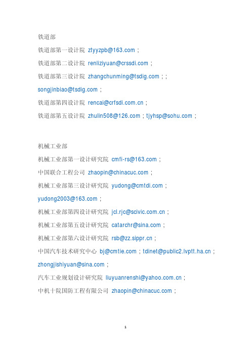 全国各部设计院招聘邮箱