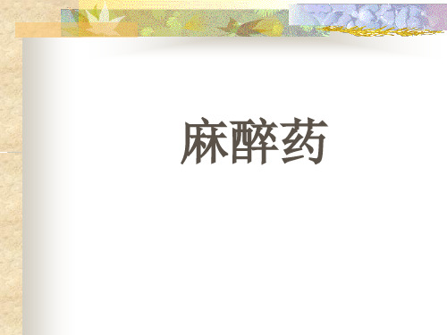 麻醉药成分详细介绍