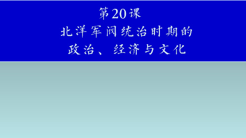 高中历史优质课 【北洋军阀统治时期的政治、经济与文化】