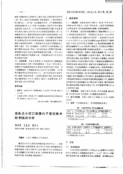 改良式小切口筋膜内子宫切除术80例临床分析