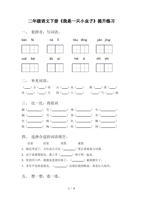 二年级语文下册《我是一只小虫子》提升练习