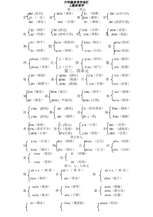 六年级多音字大全