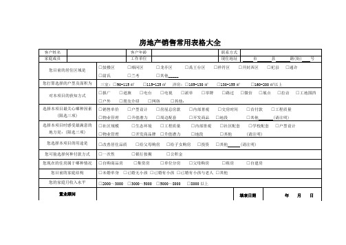 房地产销售常用表格大全