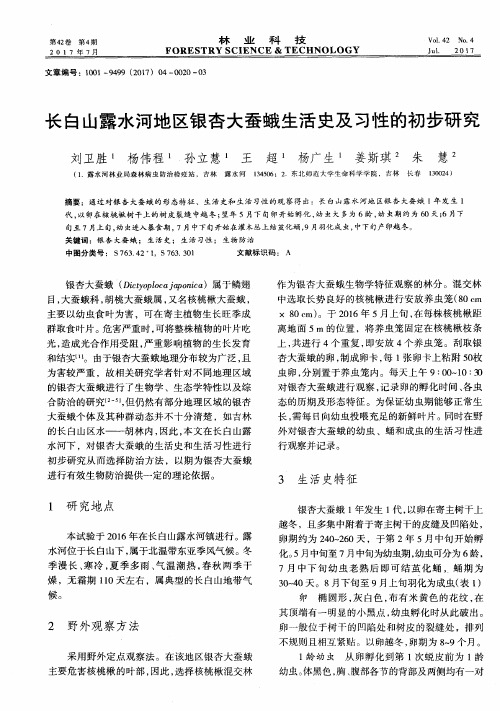 长白山露水河地区银杏大蚕蛾生活史及习性的初步研究