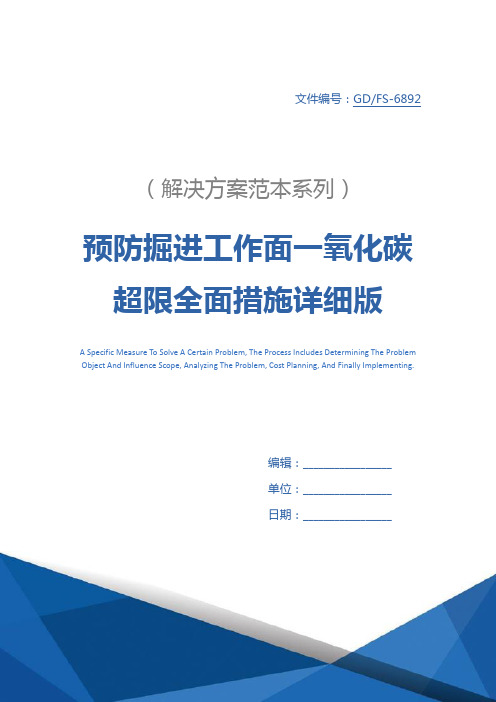 预防掘进工作面一氧化碳超限全面措施详细版