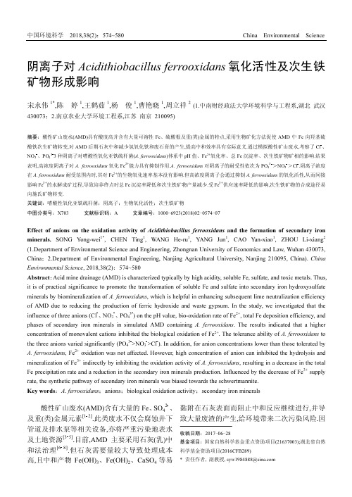 阴离子对Acidithiobacillus ferrooxidans氧化活性及次生铁矿物形成影响