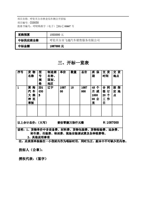 四、分项报价明细表