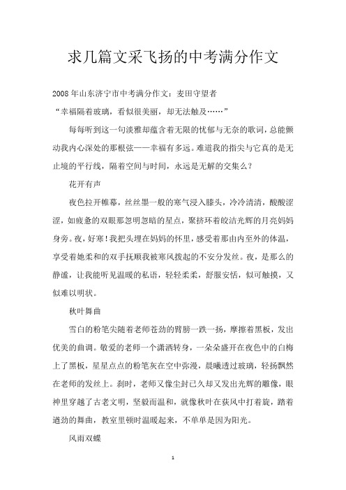 求几篇文采飞扬的中考满分作文