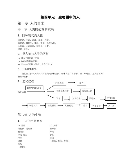 七年级下生物总复习(笔记)