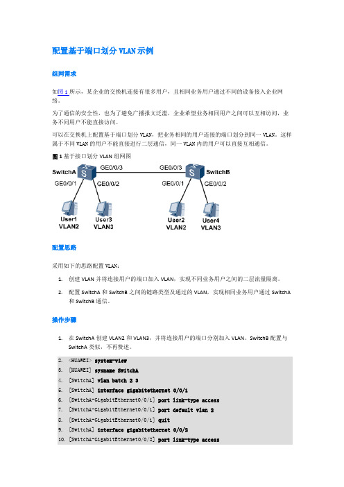 基于接口划分vlan的方法