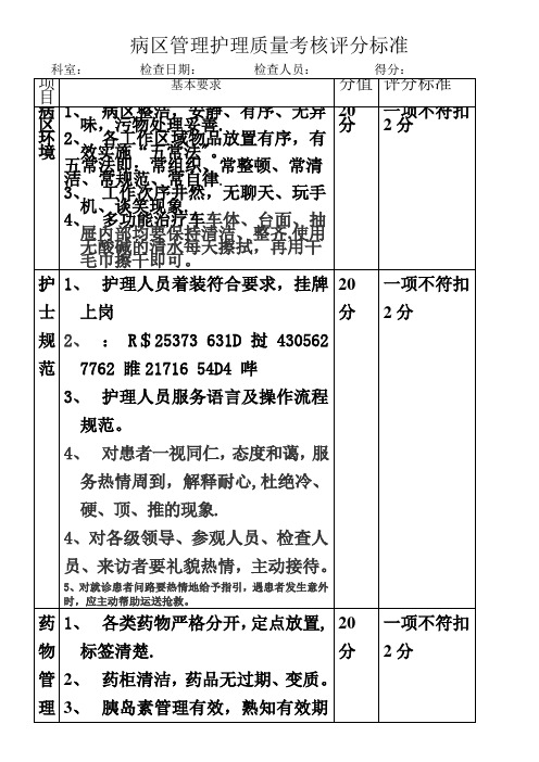 二级医院护理质量考核标准(定版)