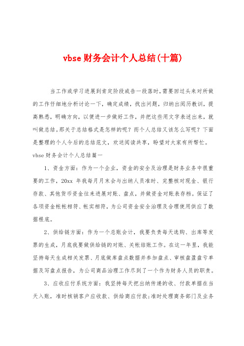 vbse财务会计个人总结(十篇)