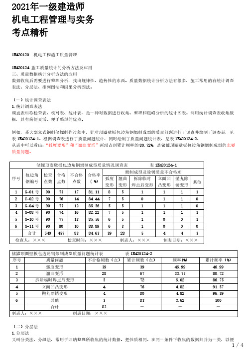 2021年一建机电章节考点精析 1H420120 -机电工程施工质量管理(二)