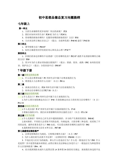 初中政治复习提纲加页码