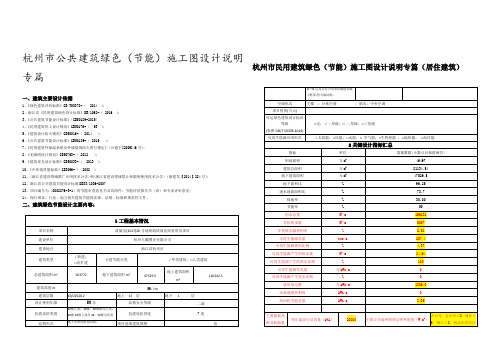 浙江省一类综合体绿色建筑专篇(含表格)模板(2018年版)