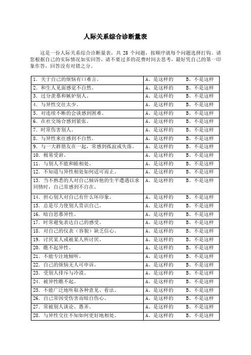 (完整word版)2.人际关系量表及解释