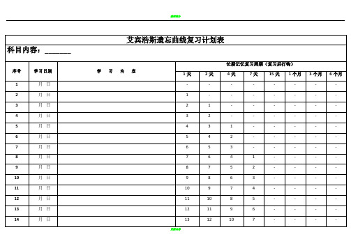 艾斯宾浩记忆表格(打印版)