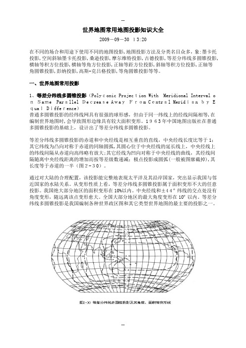 世界地图常用地图投影知识大全