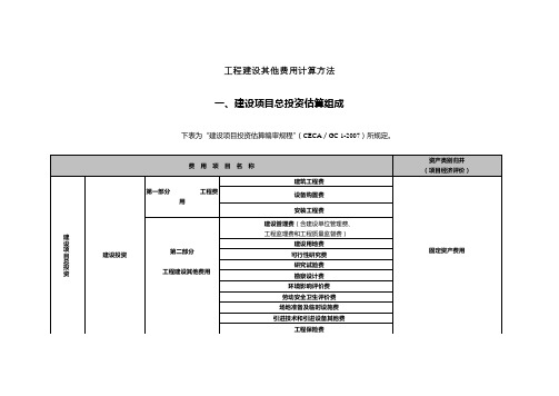 工程建设其他费用计算方法