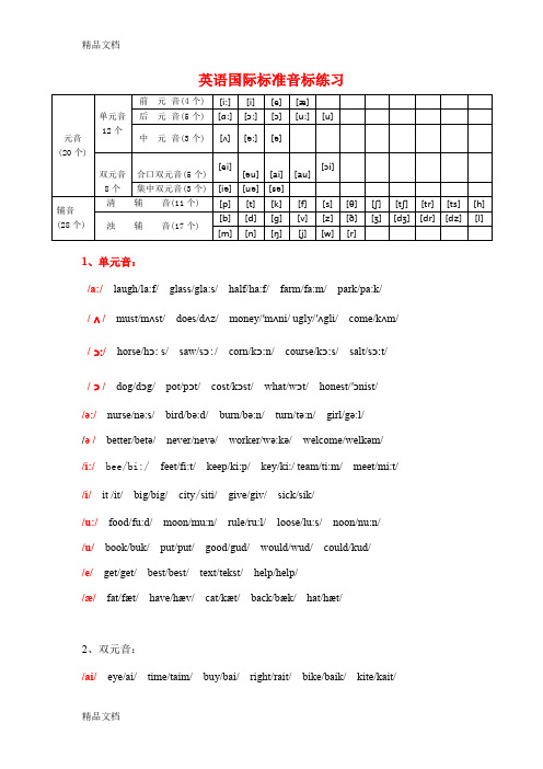 国际音标发音练习(完整版)(汇编)