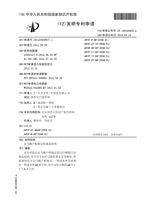 富马酸卢帕他定的液态制剂[发明专利]