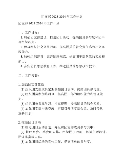 团支部2023-2024年工作计划
