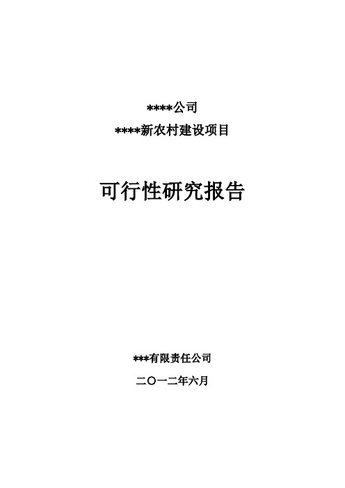 新农村建设项目可行性研究报告