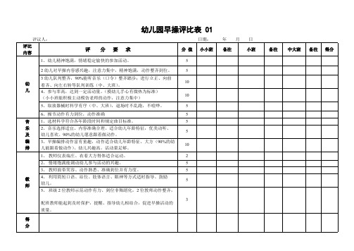 幼儿园---幼儿园早操评比表