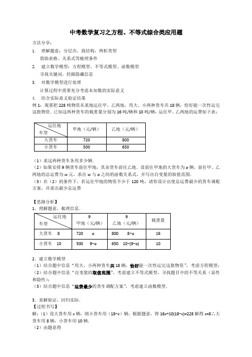 中考数学复习之方程、不等式综合类应用题-附练习题含参考答案