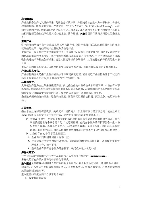 产业经济学习题及答案