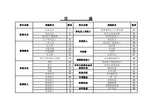 村级账目科目表