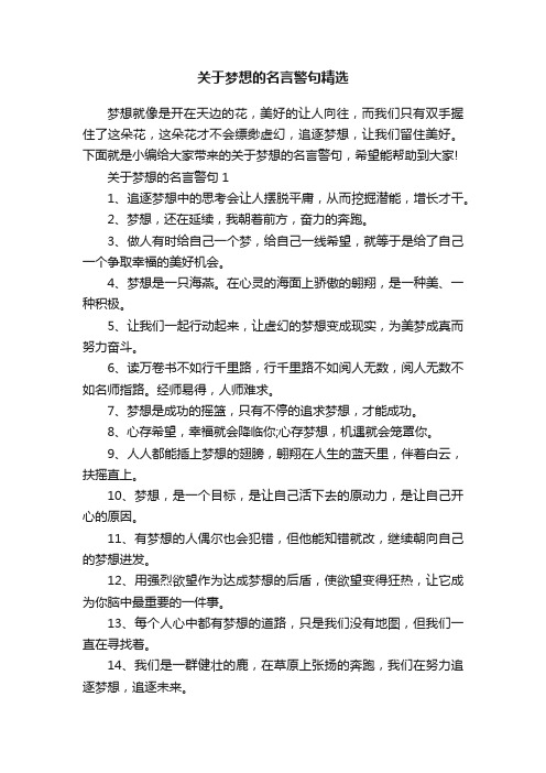 关于梦想的名言警句精选