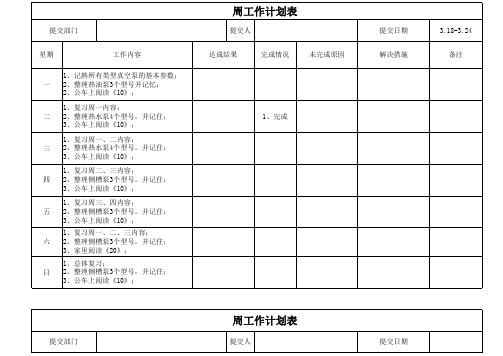 一周工作计划表模板精选