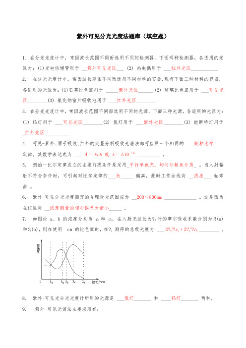 紫外可见分光光度法题库(填空题)