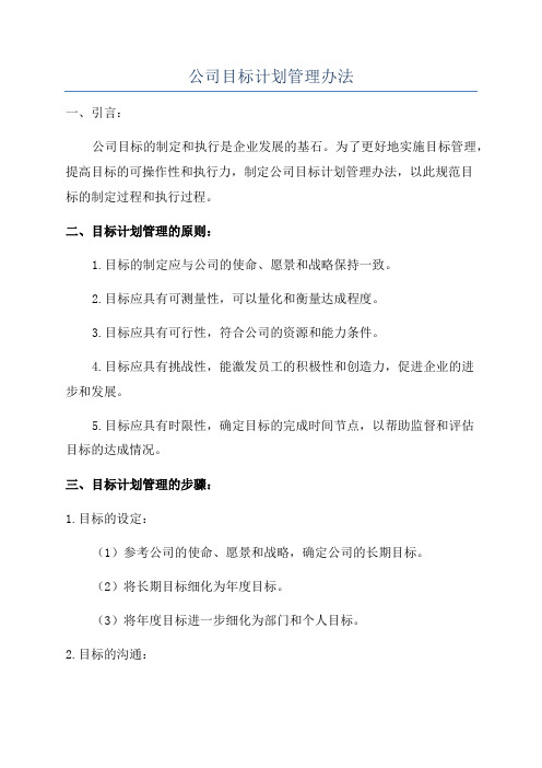 公司目标计划管理办法