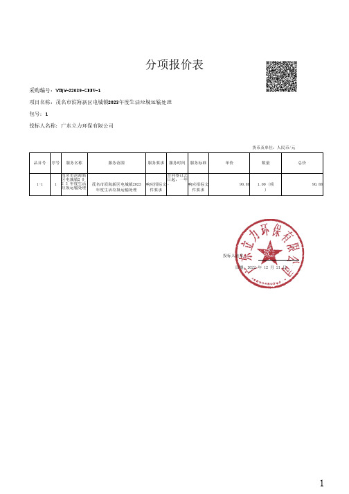 分项报价表